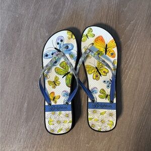 Brighton Floral Butterfly Sandals with Blue Straps